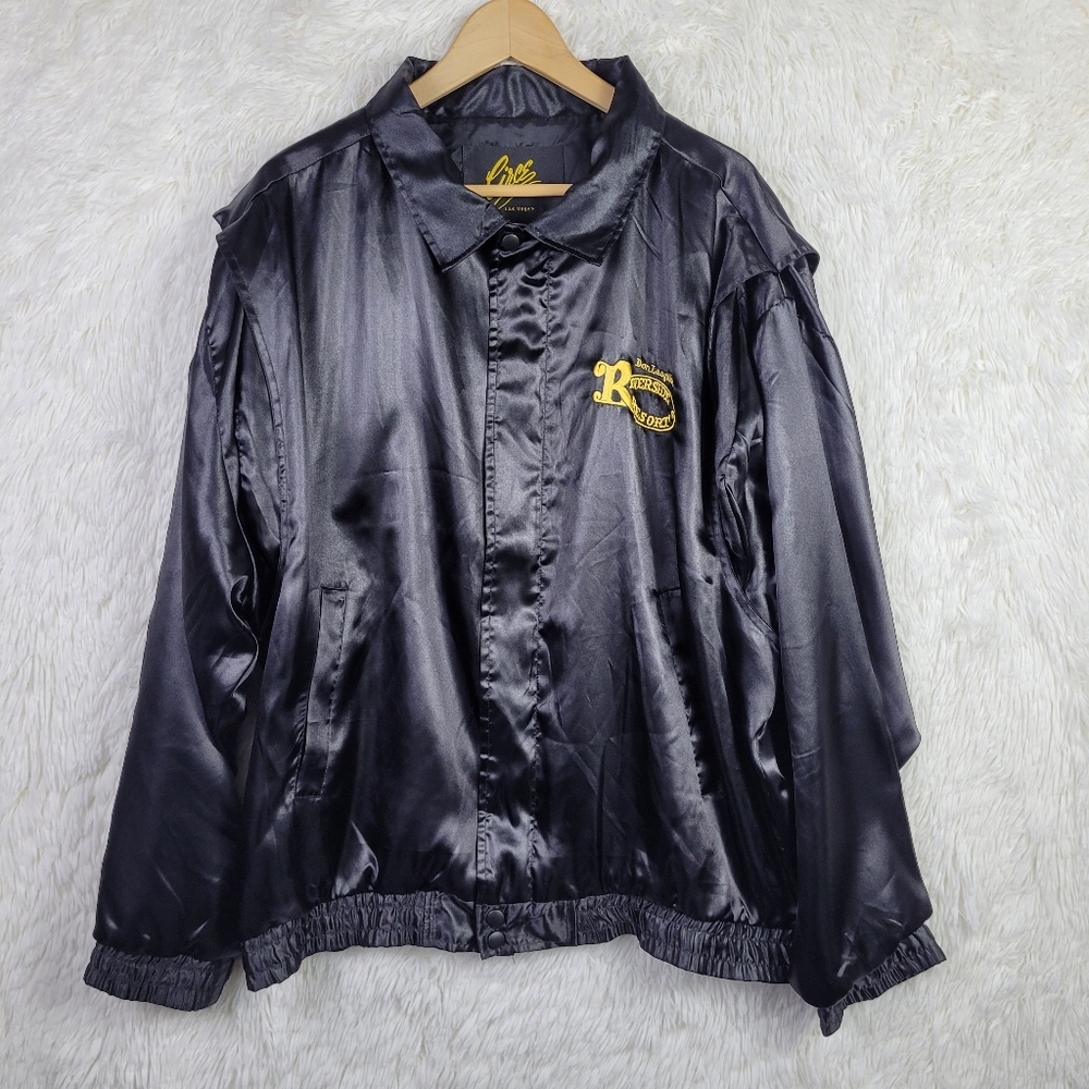 Vtg Circe Las Vegas Black L Satin Don Laughlin Riverside Resort Snap Windbreaker